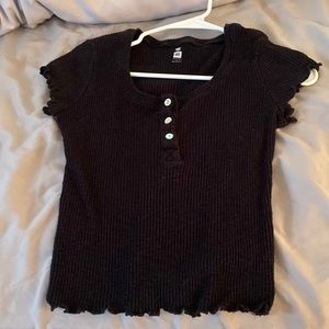 black button up crop top
